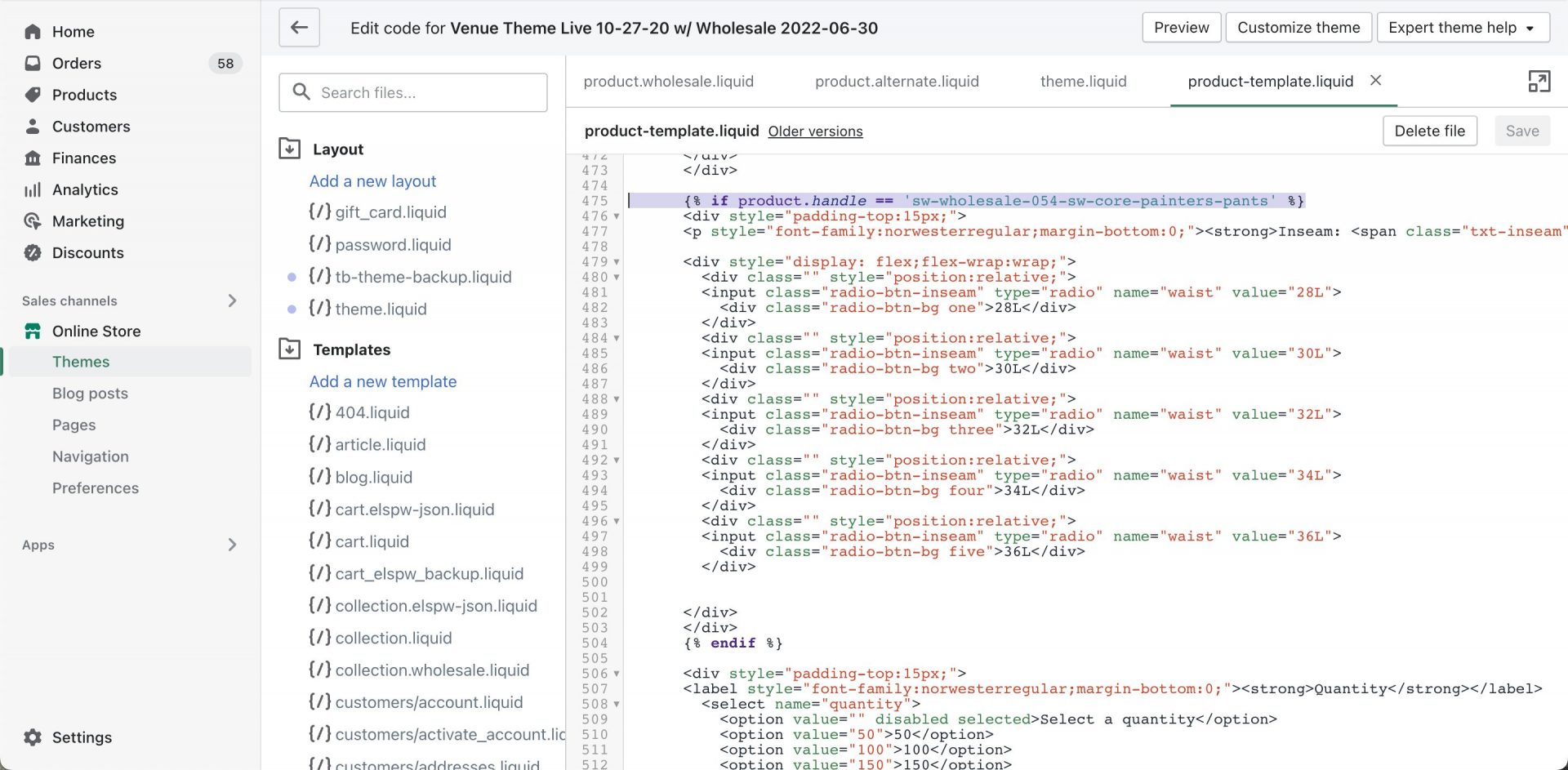 Add-code-to-a-specific-product-in-Shopify