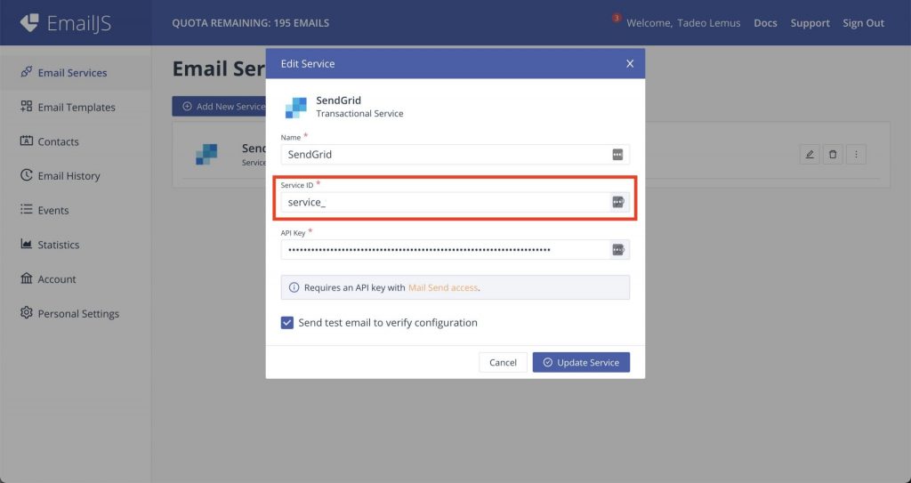 Email-JS-Service-ID