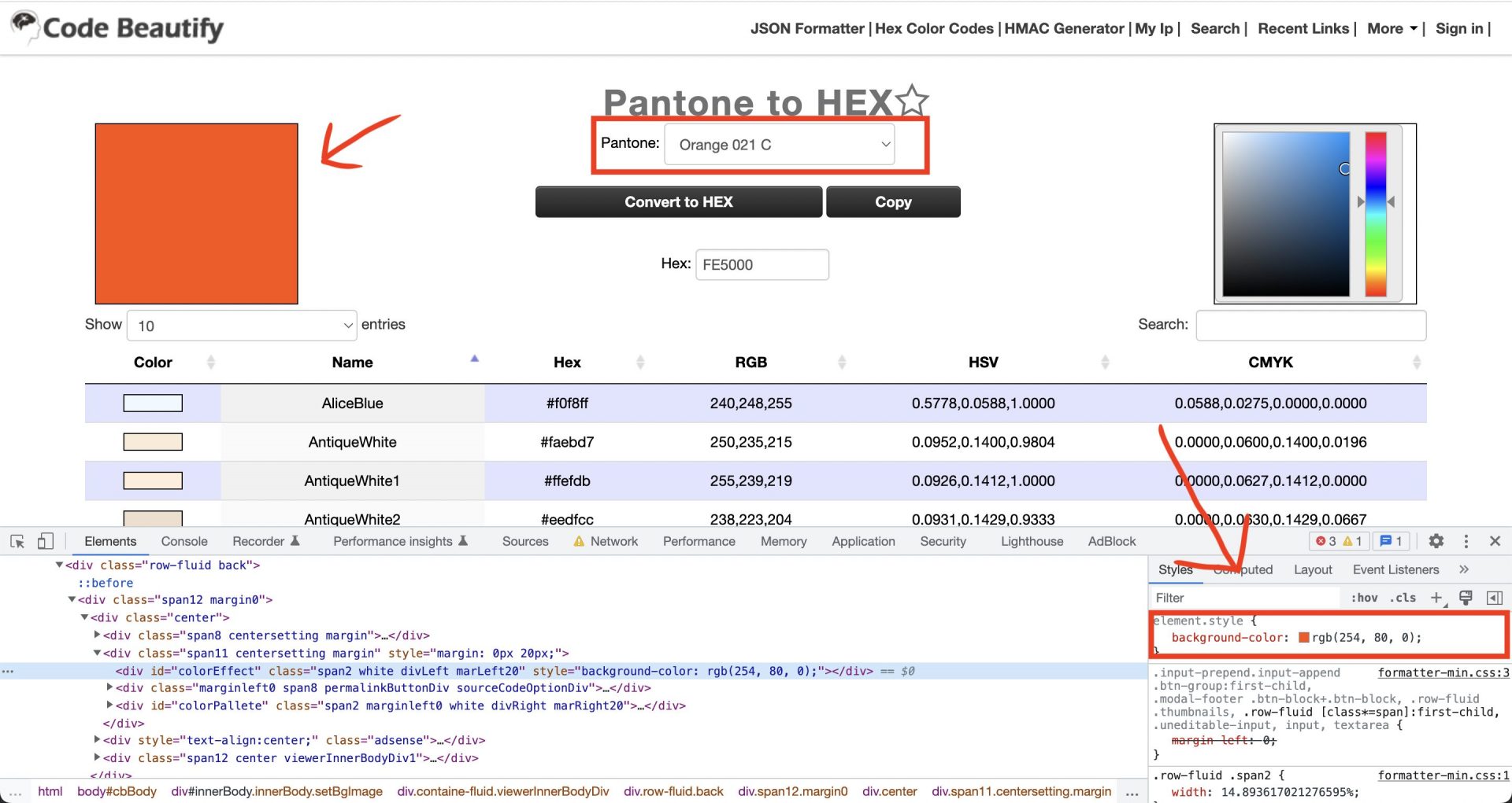 Pantone-to-hex-code-converter