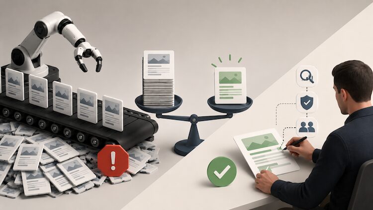 AI publishes content faster than humans can review it, causing duplicate pages, errors, and quality decline