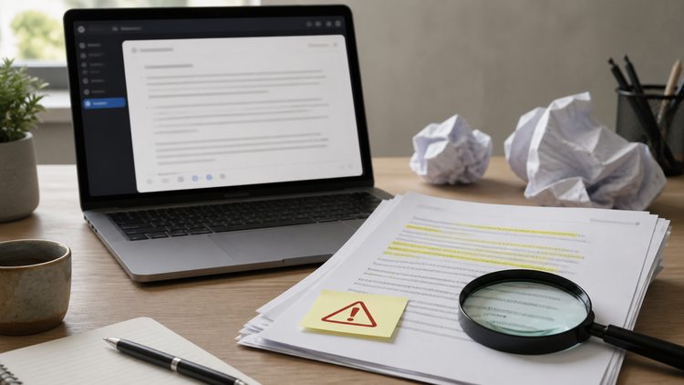 Lupa sobre documentos al lado de un portátil