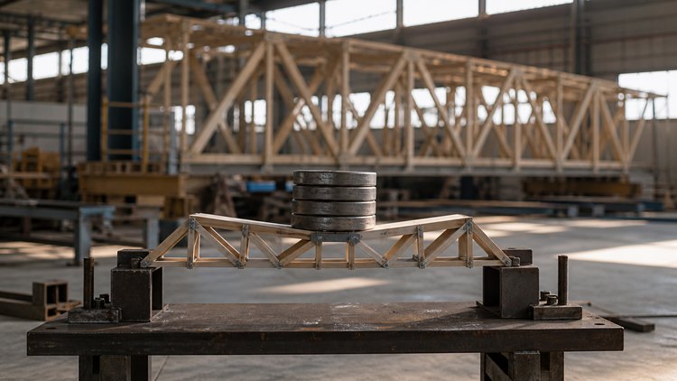 Prototype bridge under a physical load test