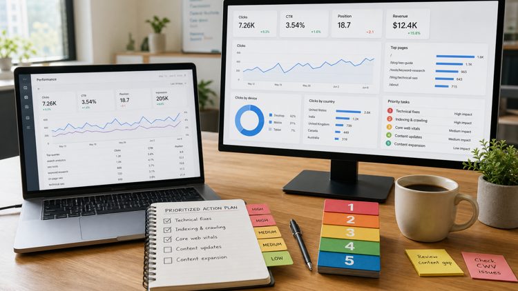 Decide and execute a prioritized action plan with measurement in Search Console and analytics