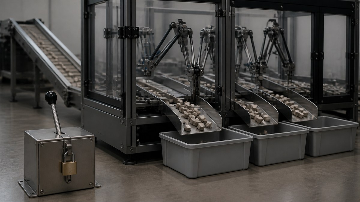 Automation sorts objects while final control remains locked