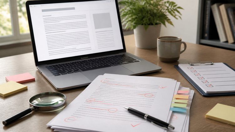 Content quality checklist with annotated draft