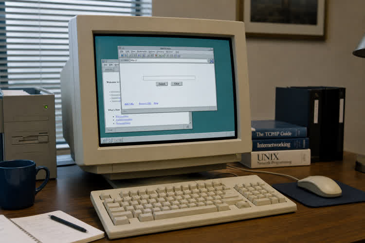 Computadora retro de mediados de los años 90