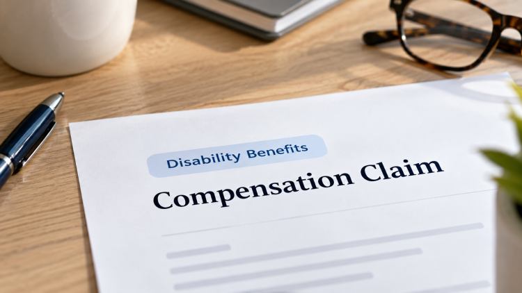 A webpage card with a small Disability Benefits label above a Compensation Claim heading.